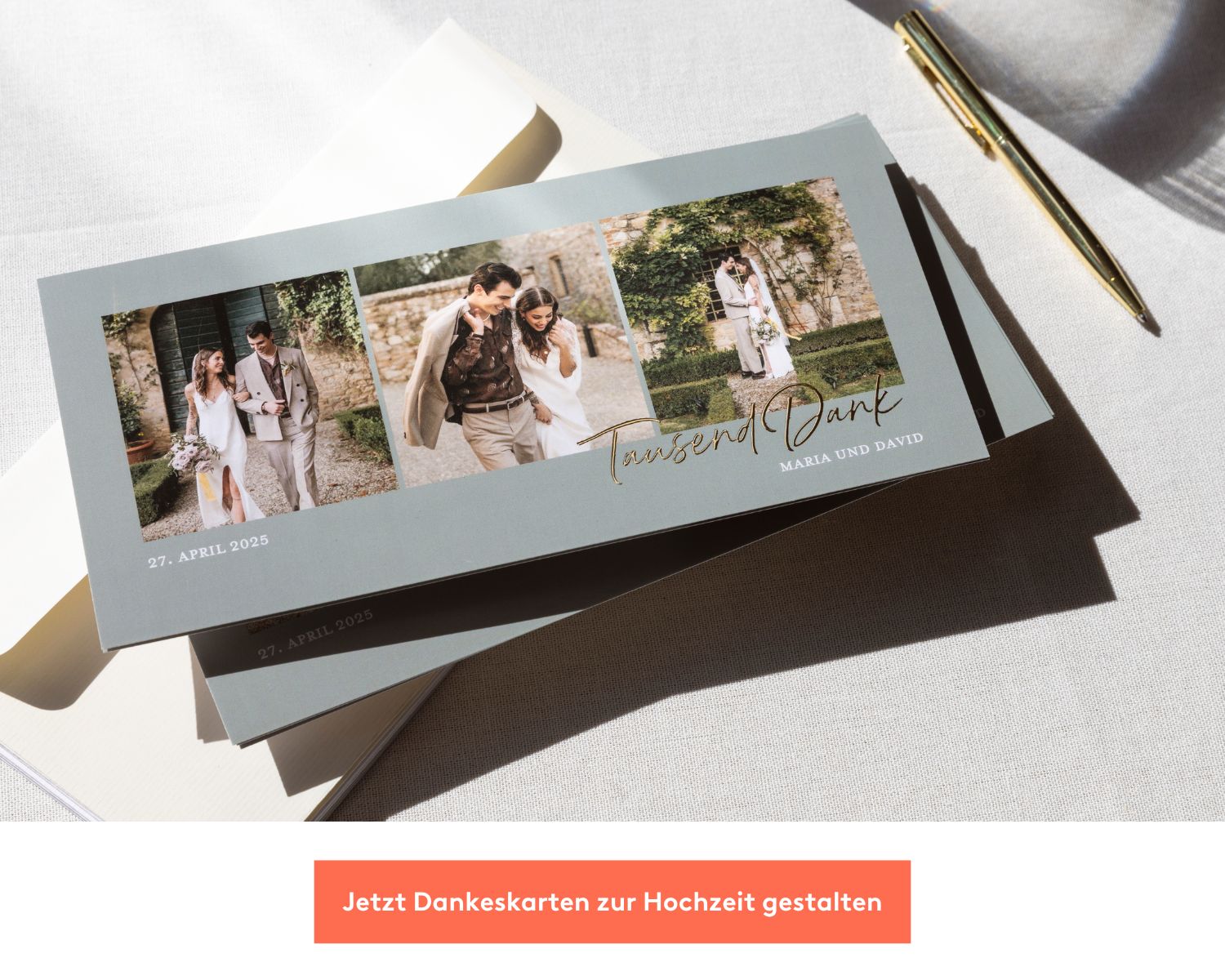 Dankeskarten für die Hochzeit.