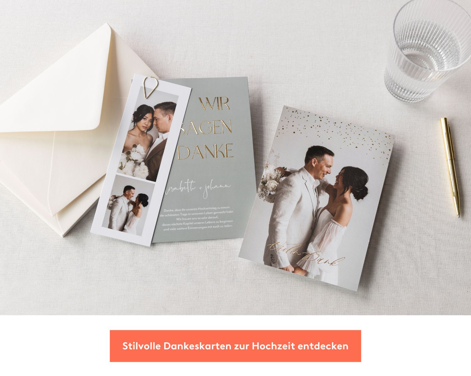 Dankeskarten für die Hochzeit.