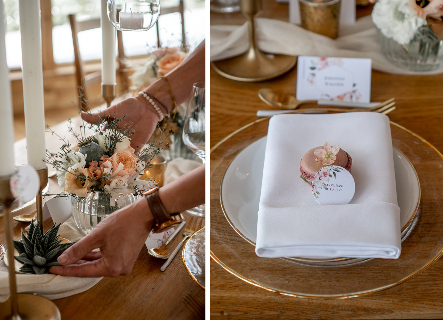 Für die Hochzeitscheckliste: Süßes Gastgeschenk für die Hochzeitsgäste: Macaron mit persönlichem Gruß