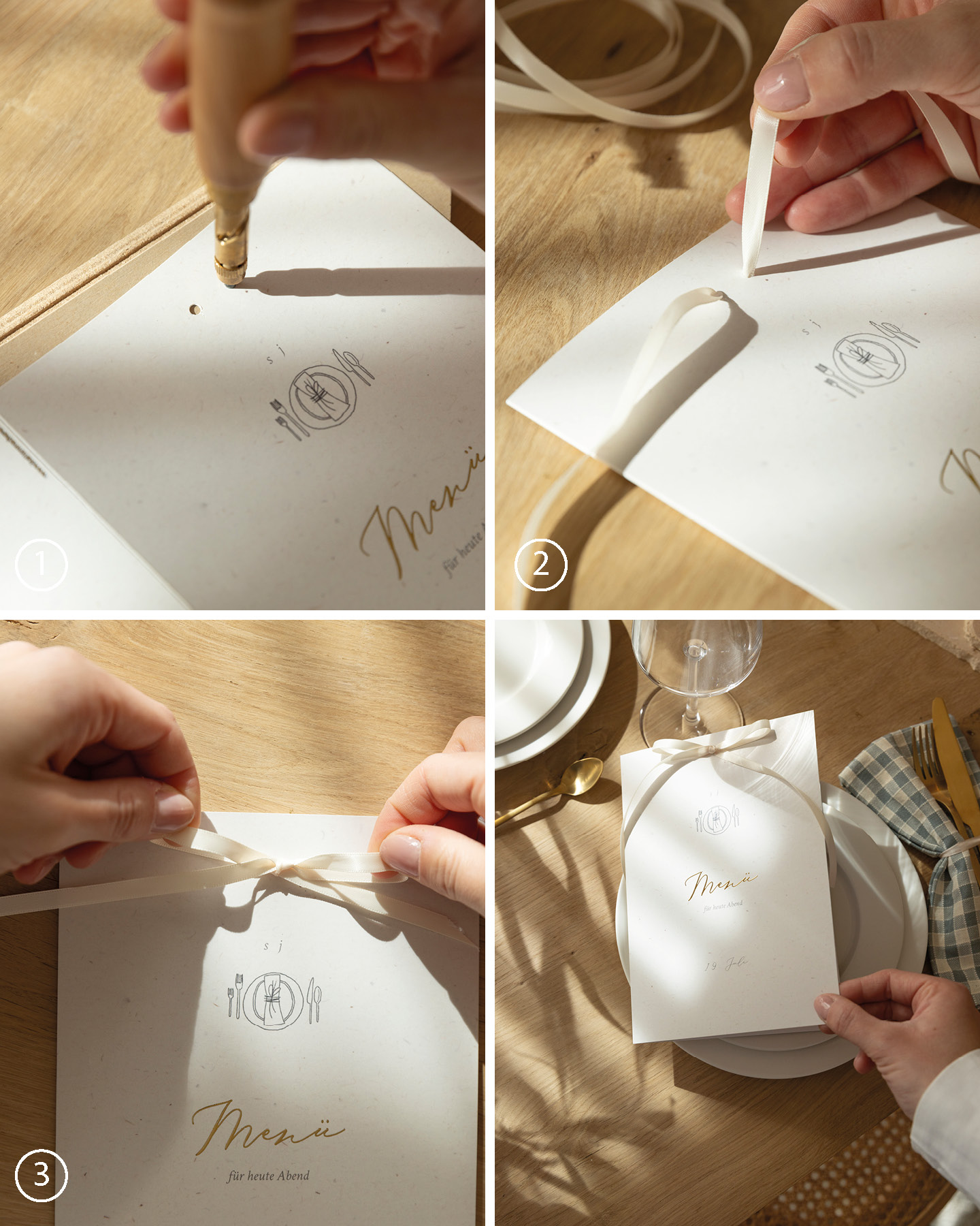 DIY-Anleitung für Menükarte mit Schleife